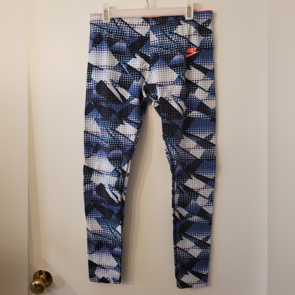 Nike Kids Abstract Blue and Black Leggings XL